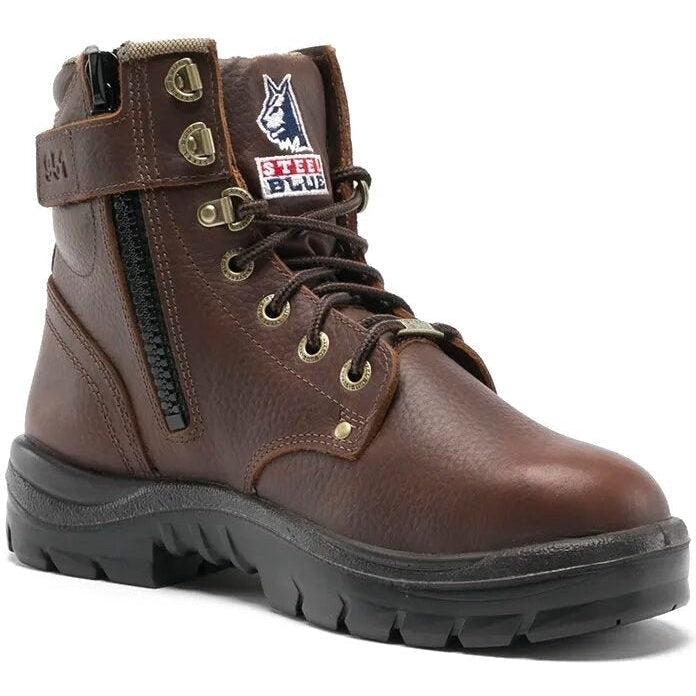 Steel Blue Men's Argyle 6" WP Soft Toe Side Zip Work Boot - Oak - 810951 7 / Medium / Brown - Overlook Boots