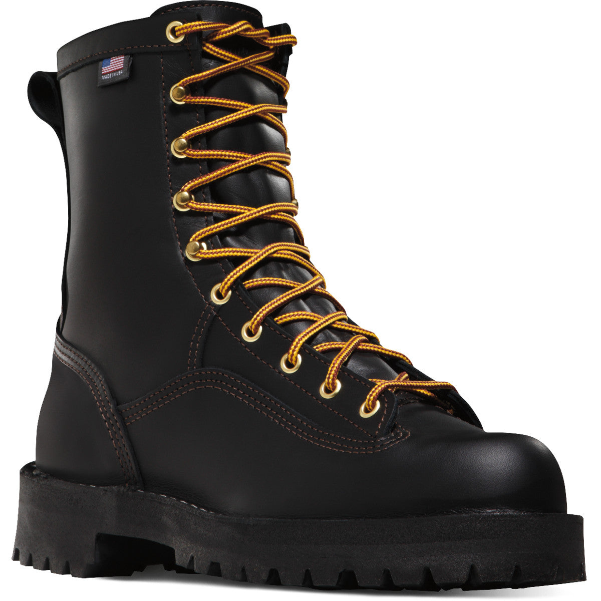 Danner Men's Rain Forest USA Made 8" Soft Toe WP Work Boot Black 14100 7 / Medium / Black - Overlook Boots