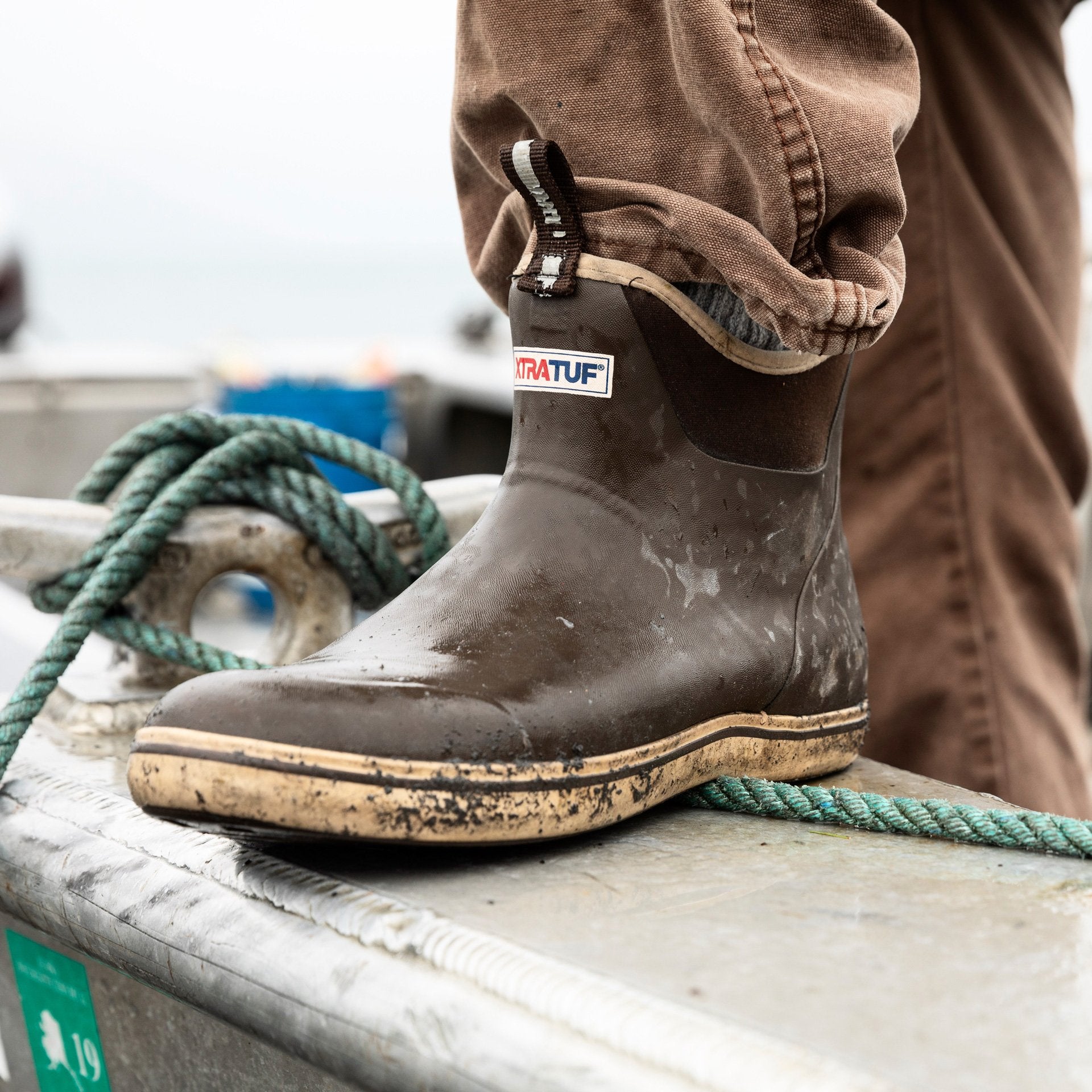 Xtratuf Men's 6" Ankle Deck Waterproof Boot - Chocolate / Tan - 22734  - Overlook Boots