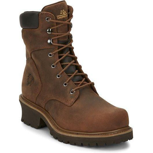 Chippewa Men's Hador 8" Steel Toe Logger Work Boot - 55026 6 / Medium / Brown - Overlook Boots