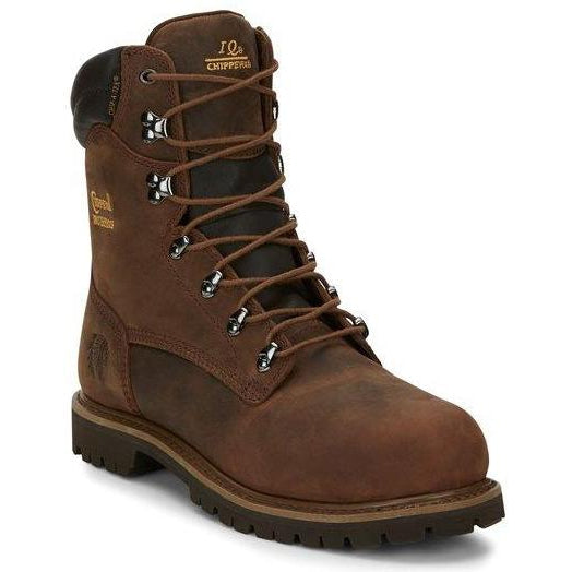 Chippewa Men's Birkhead 8" Steel Toe Waterproof 400G Ins Lace-Up Work Boot - 55069 6 / Medium / Brown - Overlook Boots
