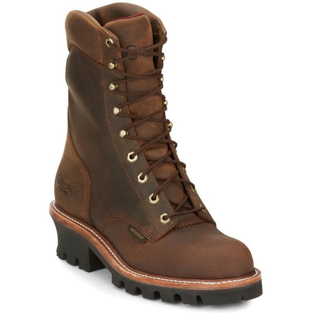 Chippewa Men's Super Dna 9" Plain Toe Waterproof Lace Up Work Boot -Brown- 59406 8 / Wide / Brown - Overlook Boots