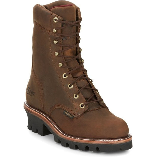 Chippewa Men's Super Dna 9" Plain Toe WP Lace Up Work Boot -Brown- 59408 8 / Wide / Brown - Overlook Boots