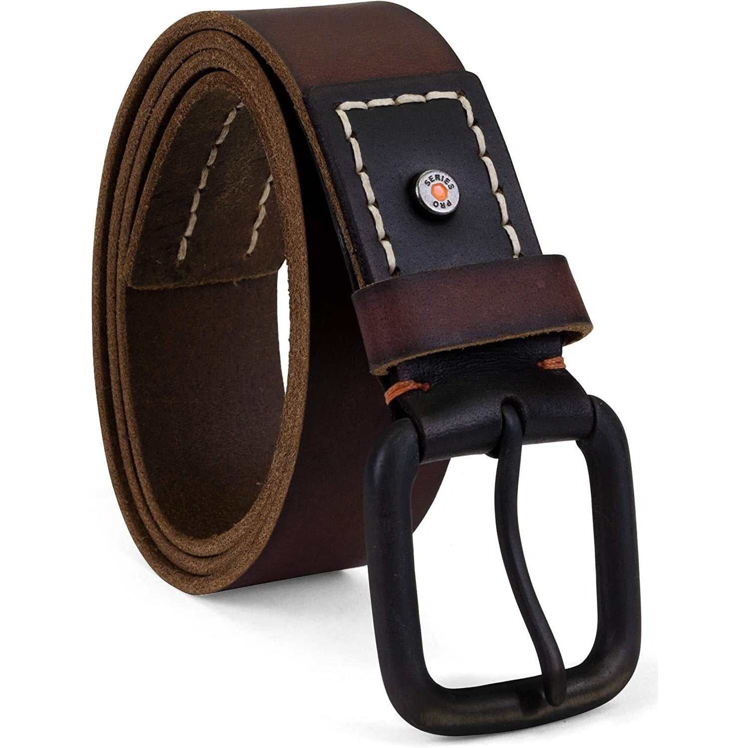 Timberland Pro Men's Vintage Style Rivet Double Stitch Leather Belt BP0008 36 / Acorn - Overlook Boots
