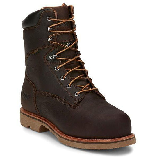 Chippewa Men's Serious+ 8" Composite Toe Waterproof Metguard Puncture Resistant Lace-Up Work Boot - 72311 7 / Medium / Brown - Overlook Boots