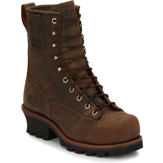 Chippewa Men's Paladin 8" Steel Toe WP Logger Work Boot- Brown- 73101 8 / Wide / Brown - Overlook Boots