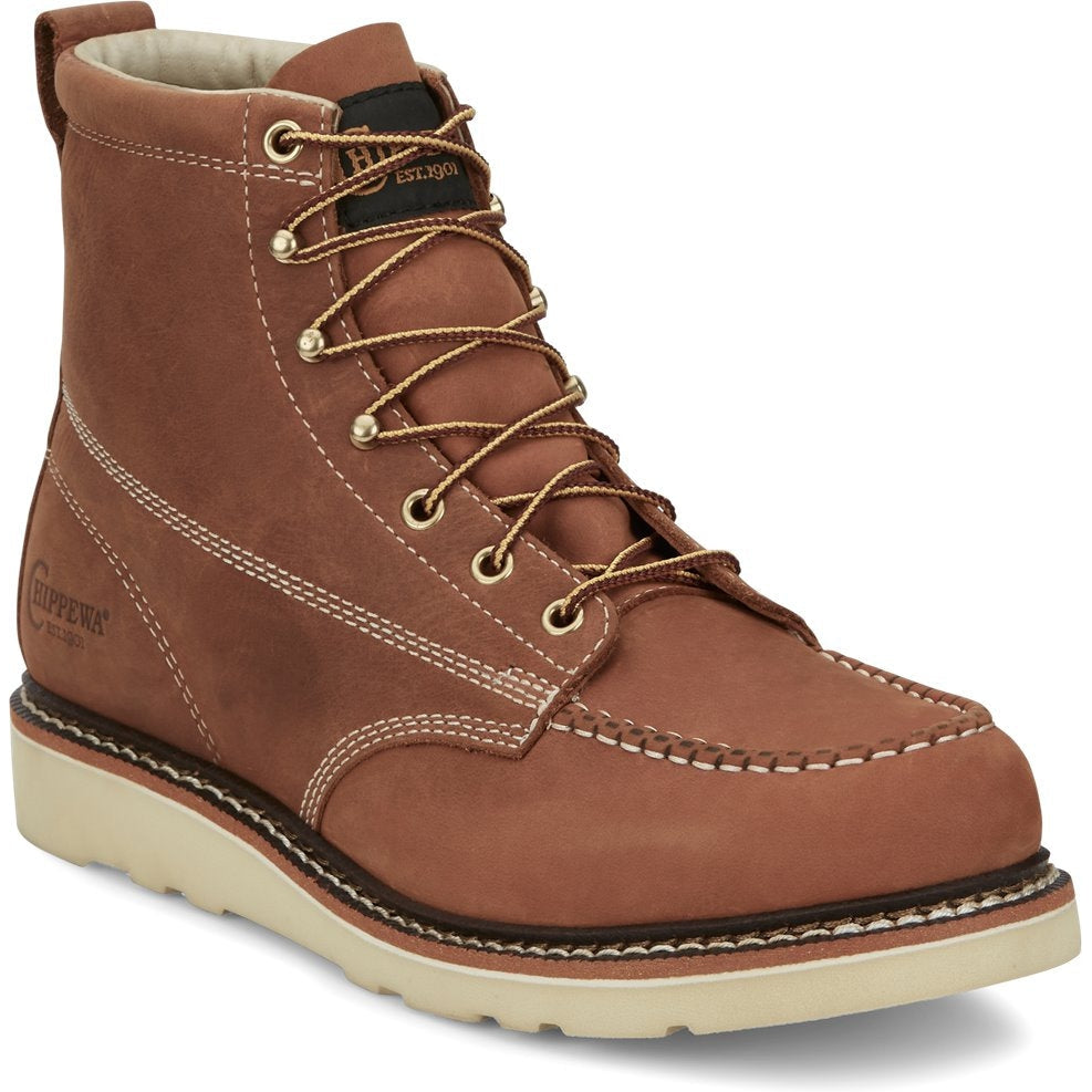 Chippewa Men's Edge Walker 6" Moc Toe Lace Up Work Boot -Tan- ED5312 7 / Medium / Tan - Overlook Boots