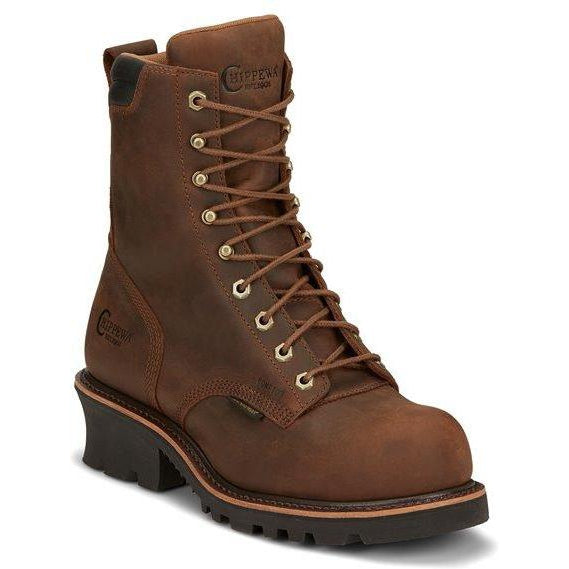 Chippewa Men's Valdor 8" Comp Toe WP Logger Work Boot - Tan - 73236 8 / Wide / Tan - Overlook Boots