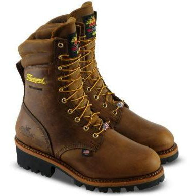 Thorogood Men's Logger 9" Steel Toe Insulated USA Work Boot - Brown - 804-3554 8 / Medium / Brown - Overlook Boots