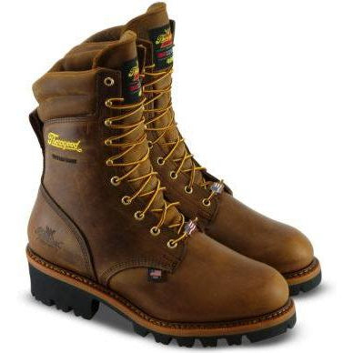 Thorogood Men's Logger 9" ST WP Ins USA Work Boot - Brown - 804-3554 8 / Medium / Brown - Overlook Boots