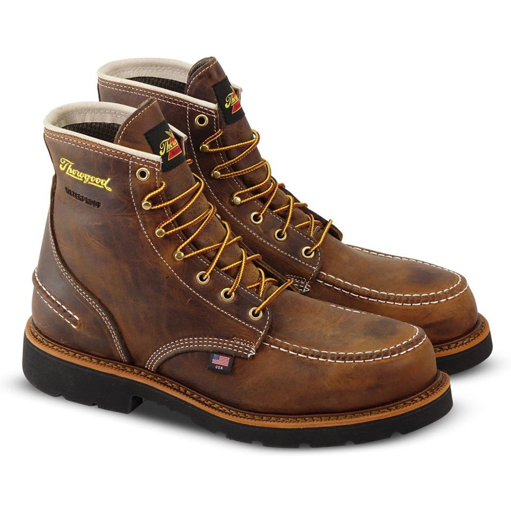 Thorogood Men's 1957 Series 6" Steel Toe Waterproof USA Made Work Boot - 804-3696 8 / Medium / Brown - Overlook Boots