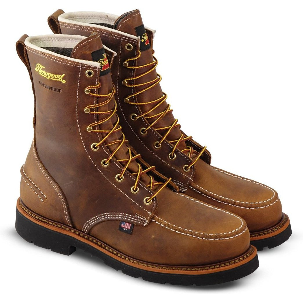 Thorogood Men's 1957 Series 8" Steel Toe USA Made Waterproof Work Boot - 804-3898 8 / Medium / Brown - Overlook Boots