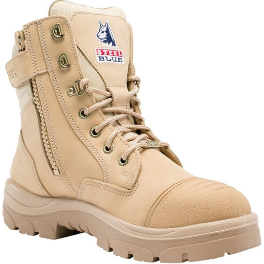 Steel Blue Men's Southern Cross 6" Side Zipper Waterproof Steel Toe Work Boot - Sand - 812961 7.0 / Medium / Sand - Overlook Boots