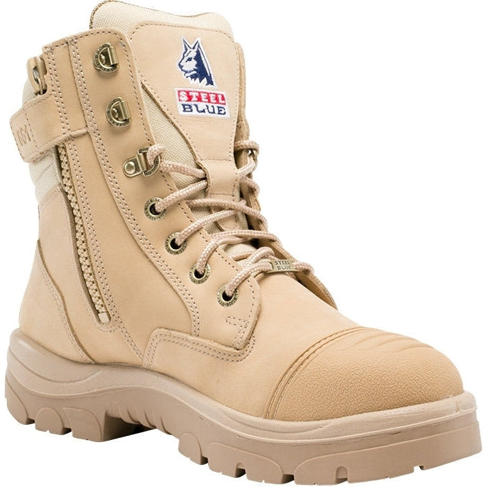 Steel Blue Men's Southern Cross 6" Side Zipper Waterproof Steel Toe Work Boot - Sand - 812961 7 / Medium / Sand - Overlook Boots