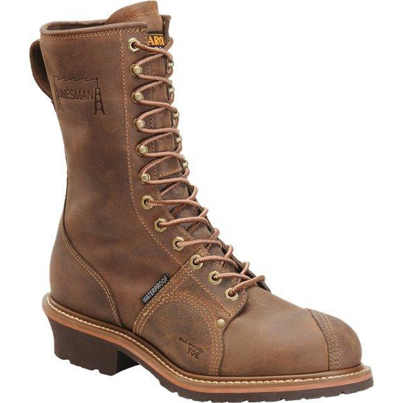 Carolina Men's Linesman 10" Comp Toe WP Work Boot - Brown - CA1904 8 / Medium / Dark Brown - Overlook Boots