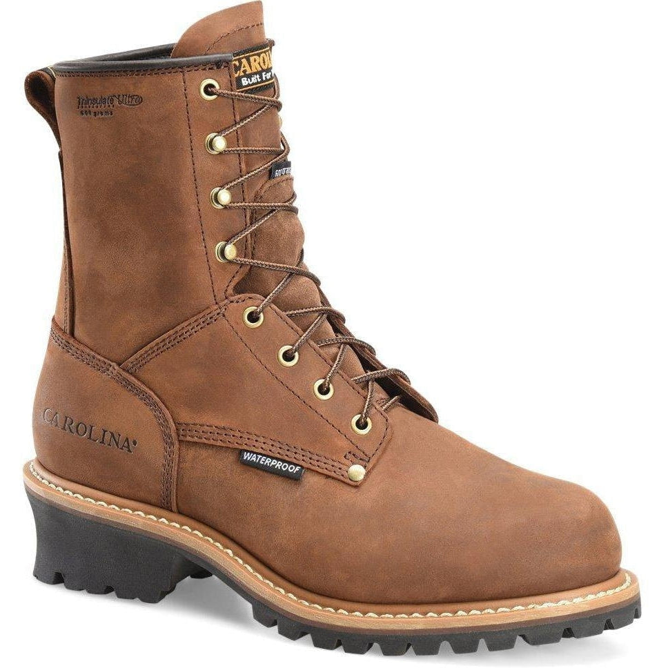 Carolina Men's Elm 8” Stl Toe WP INS Logger Work Boot - Brown - CA5821 7 / Medium / Brown - Overlook Boots