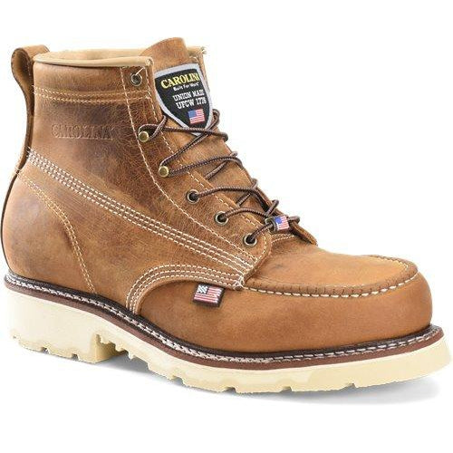 Carolina Men's Ferric 6" Steel Toe Moc Toe Work Boot - Brown - CA7514 8.0 / Medium / Brown - Overlook Boots