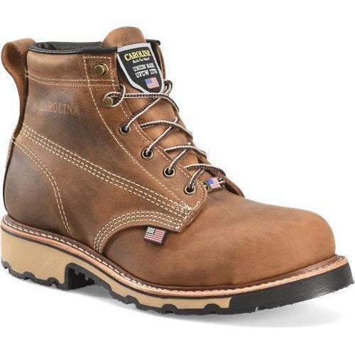 Carolina Men's Ferric 6" Steel Toe Made in USA Work Boot- Brown- CA7829 8 / Medium / Dark Brown - Overlook Boots