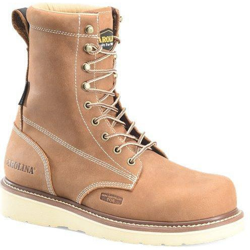 Carolina Men’s AMP 8” Comp Toe WP Wedge Work Boot - Brown - CA7842 8 / Medium / Brown - Overlook Boots