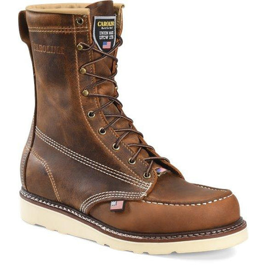 Carolina Men's Domestic 8" Soft Toe Moc Toe Work Boot- Brown- CA8012 8.0 / Medium / Brown - Overlook Boots