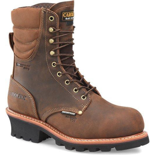 Carolina Men's Hemlock 9" Comp Toe WP 400G Logger Work Boot - CA9834 8 / Medium / Brown - Overlook Boots