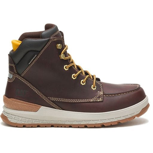 CAT Men's Impact Soft Toe WP Slip Resistant Work Boot -Brown- P51076  - Overlook Boots