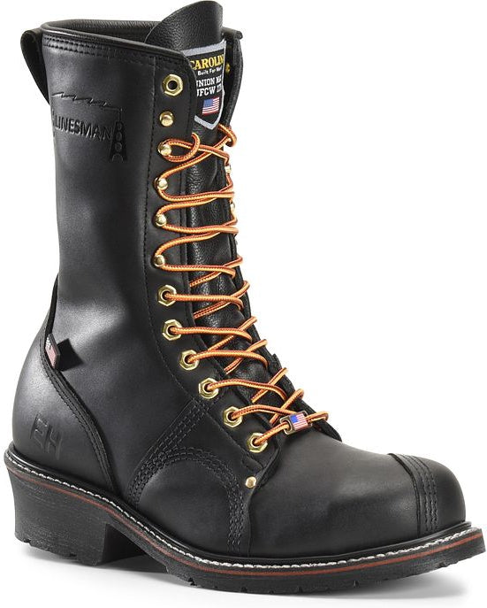Carolina Men's USA Made Linesman 10" Soft Toe Slip Resist Work Boot -Black- 905  - Overlook Boots