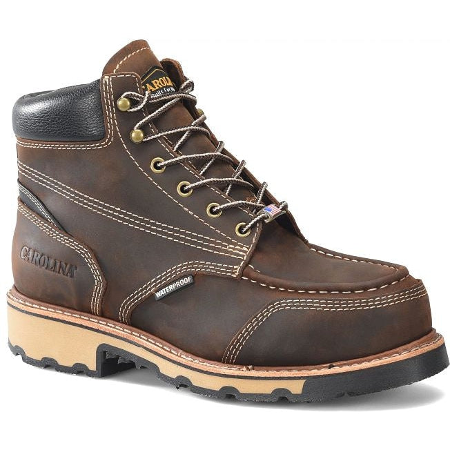 Carolina Men's Ferric USA 6" ST Waterproof USA MAde Work Boot -Brown- CA7018 8 / Medium / Brown - Overlook Boots