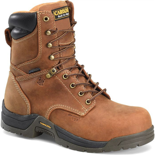 Carolina Men's Bruno Hi 8" Soft Toe Waterproof Slip Resistant Work Boot -Brown- CA8020 - Overlook Boots