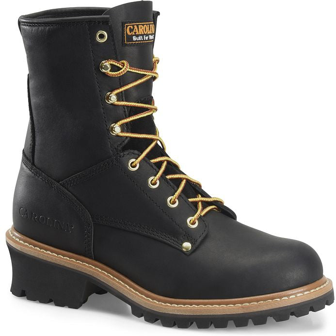Carolina Men's Elm 8" ST Unlined Logger Slip Resist Work Boot -Black- CA1825  - Overlook Boots