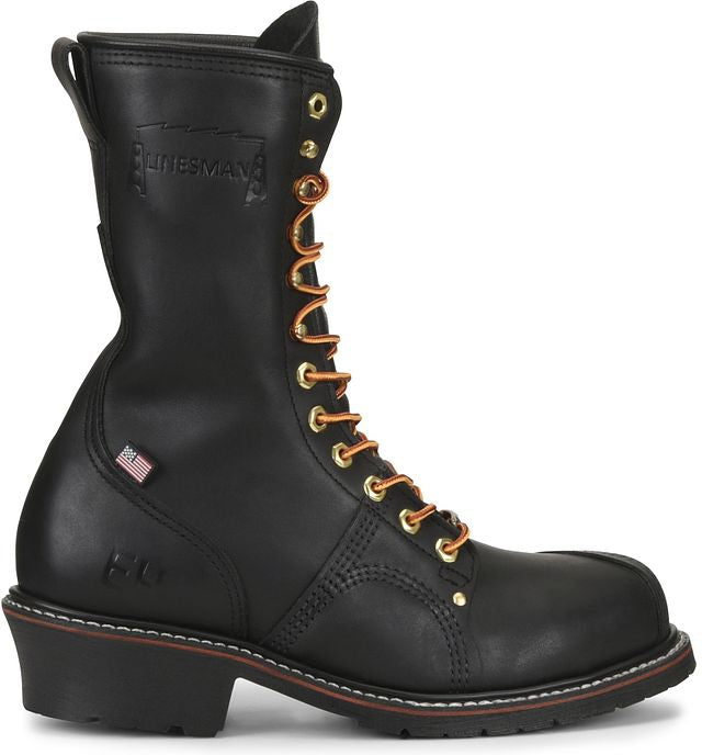 Carolina Men's USA Made Linesman 10" Soft Toe Slip Resist Work Boot -Black- 905 8 / Medium / Black - Overlook Boots