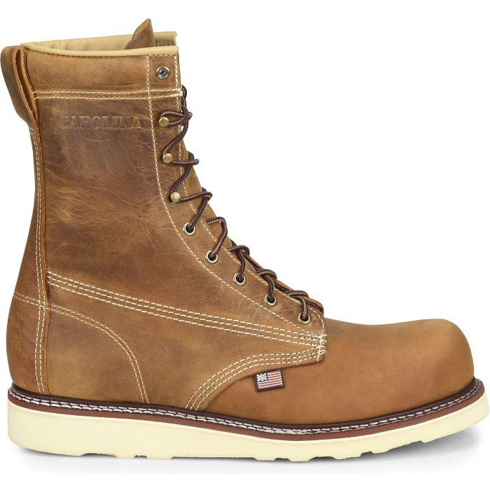 Carolina Men's Amp USA 8" Steel Toe Slip Resist Work Boot -Brown- CA7505 8 / Medium / Brown - Overlook Boots