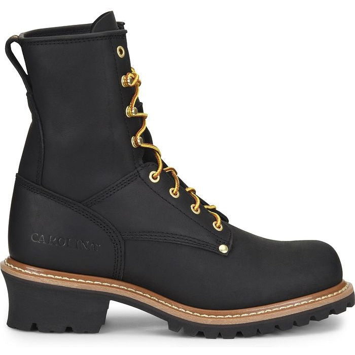Carolina Men's Elm 8"  Unlined Logger Slip Resist Work Boot -Black- CA825 7 / Medium / Black - Overlook Boots