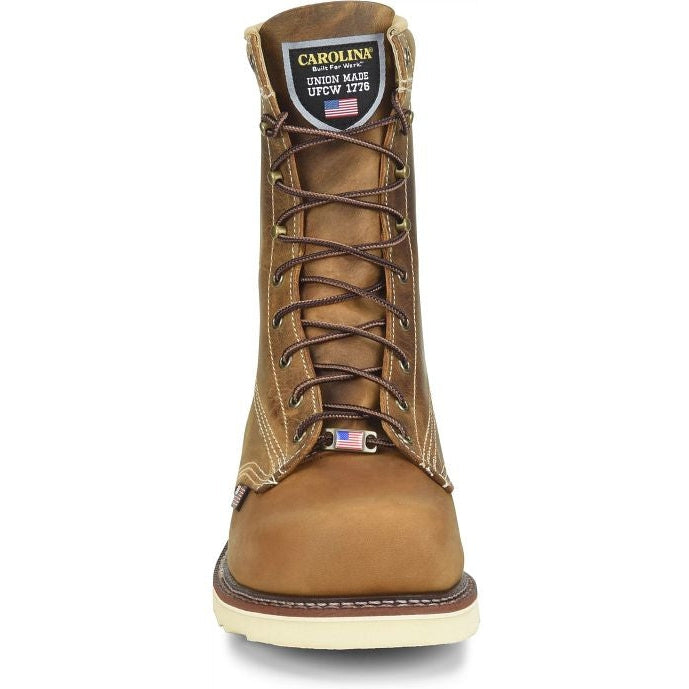 Carolina Men's Amp USA 8" Steel Toe Slip Resistant Work Boot -Brown- CA7505 - Overlook Boots