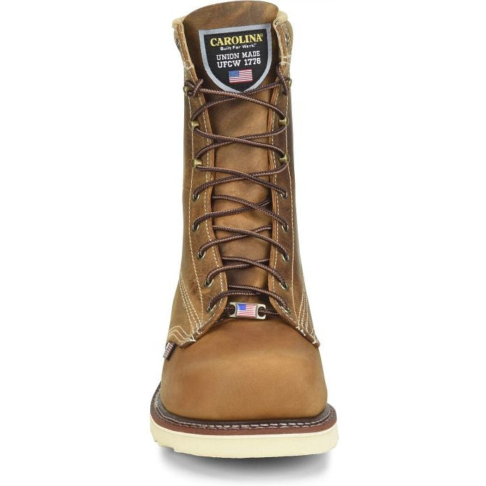 Carolina Men's Amp USA 8" Steel Toe Slip Resist Work Boot -Brown- CA7505  - Overlook Boots