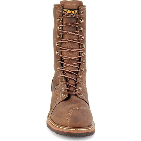 Carolina Men's Linesman 10" Soft Toe Waterproof Slip Resistant Work Boot -Brown- CA904 - Overlook Boots