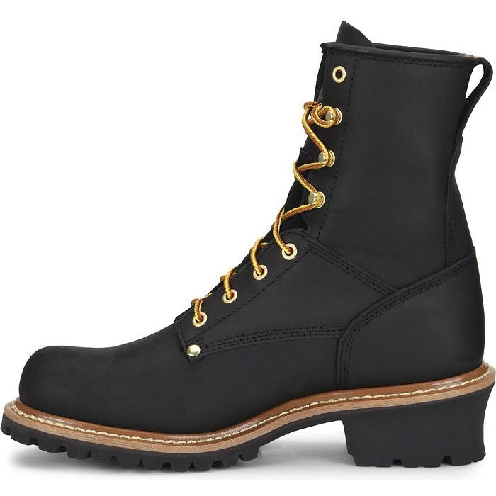 Carolina Men's Elm 8"  Unlined Logger Slip Resist Work Boot -Black- CA825  - Overlook Boots
