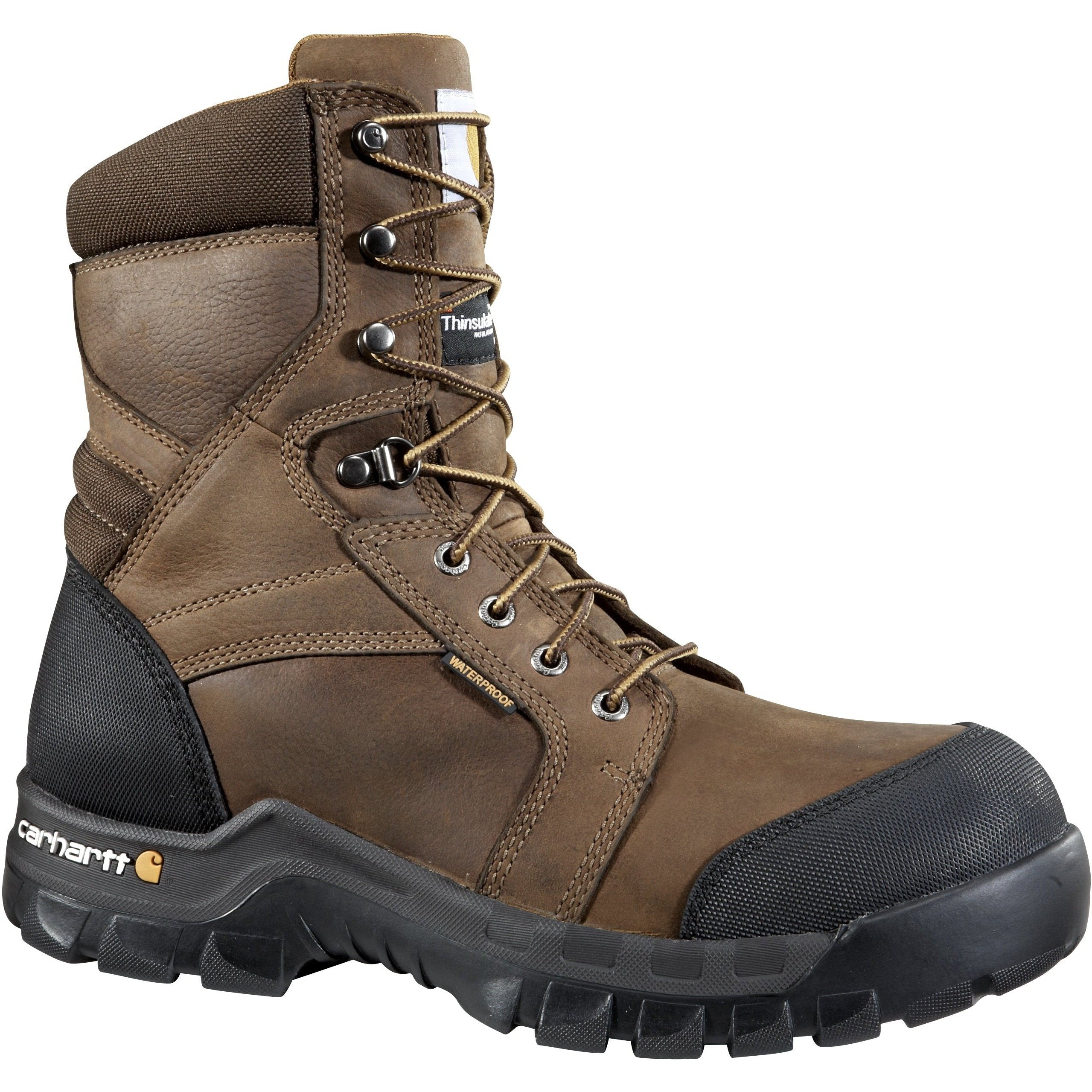 Carhartt Men's Rugged Flex 8" Comp Toe Ins WP Work Boot Brown CMF8389  - Overlook Boots