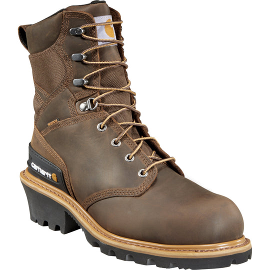 Carhartt Men's 8" Composite Toe Waterproof Logger Work Boots - Brown - CML8360 8.0 / Medium / Brown - Overlook Boots