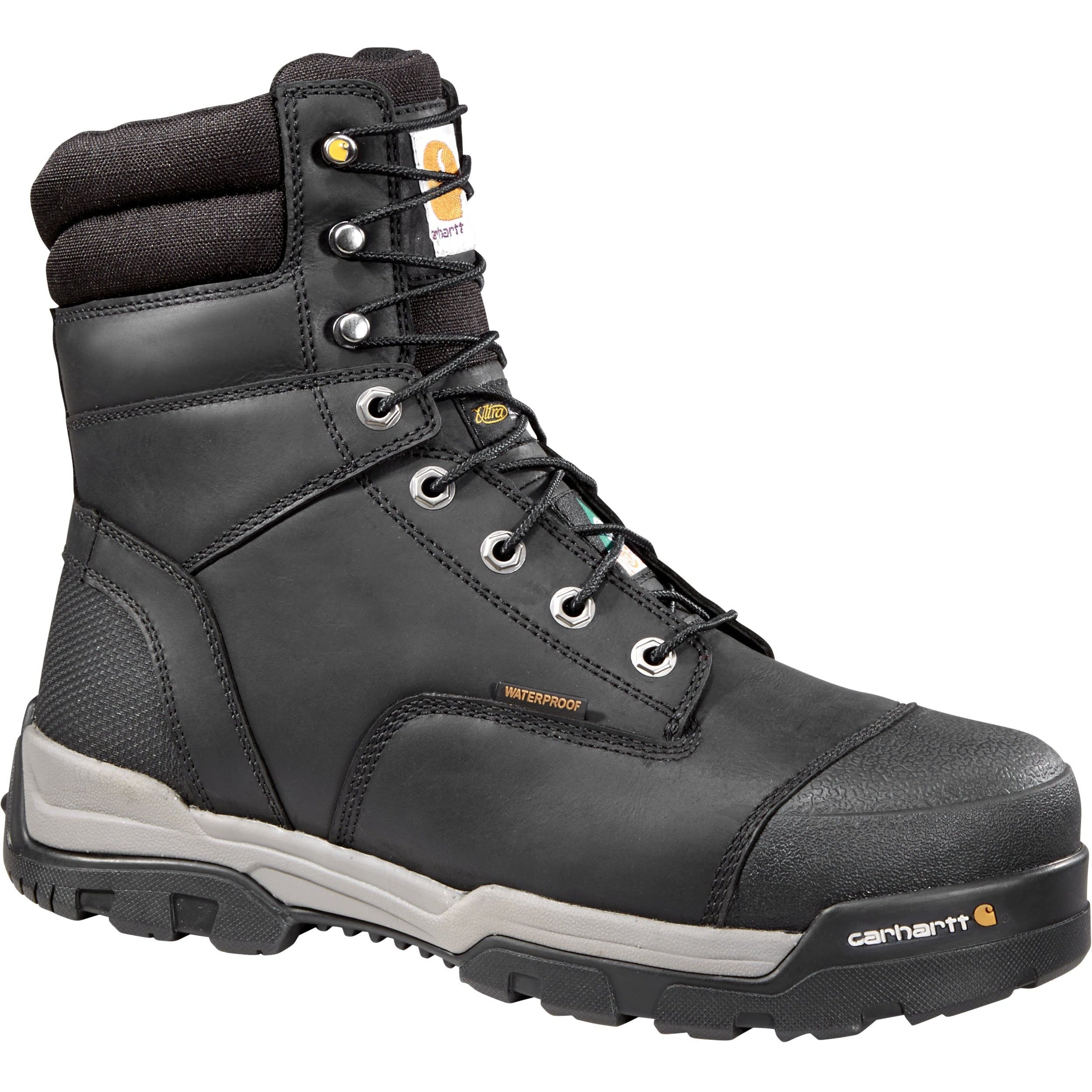 Carhartt Men's 8" Ground Force Comp Toe Ins WP CSA Work Boot - CMR8959 8 / Wide / Black - Overlook Boots