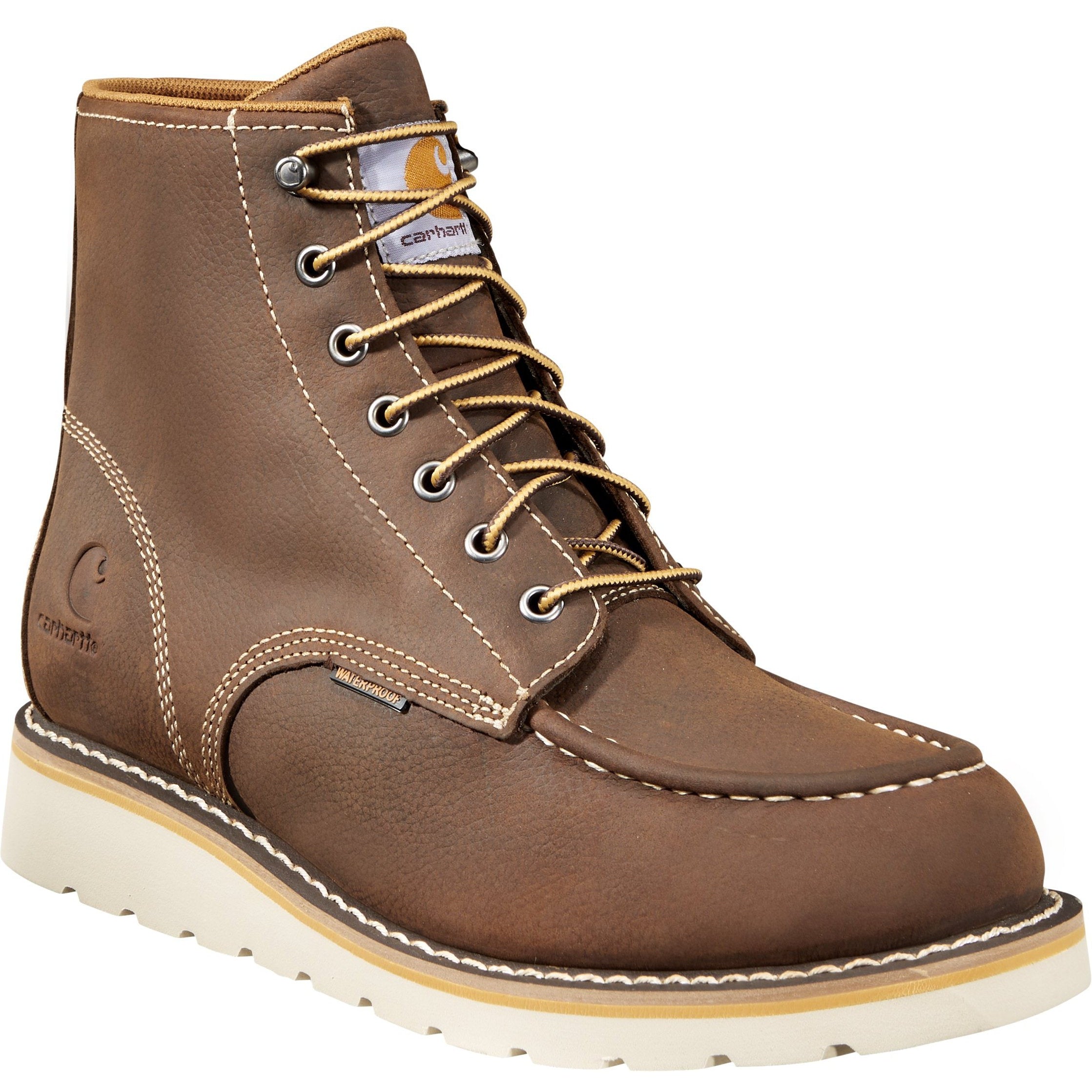 Carhartt Men's 6" Soft Toe Waterproof Wedge Work Boot Brown - CMW6095 8 / Medium / Brown - Overlook Boots