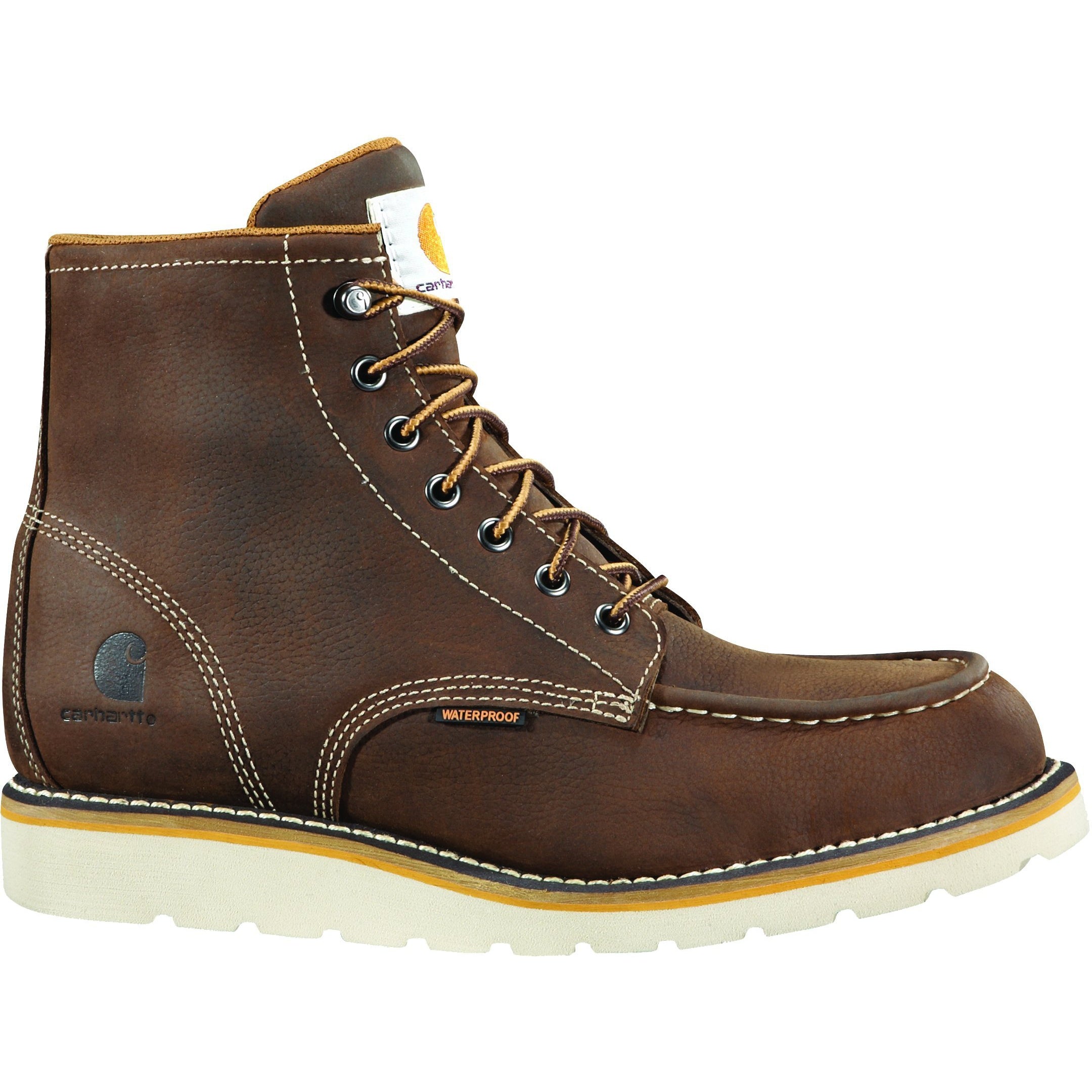 Carhartt Men's 6" Steel Toe Waterproof Wedge Work Boot Brown - CMW6295 7 / Medium / Brown - Overlook Boots