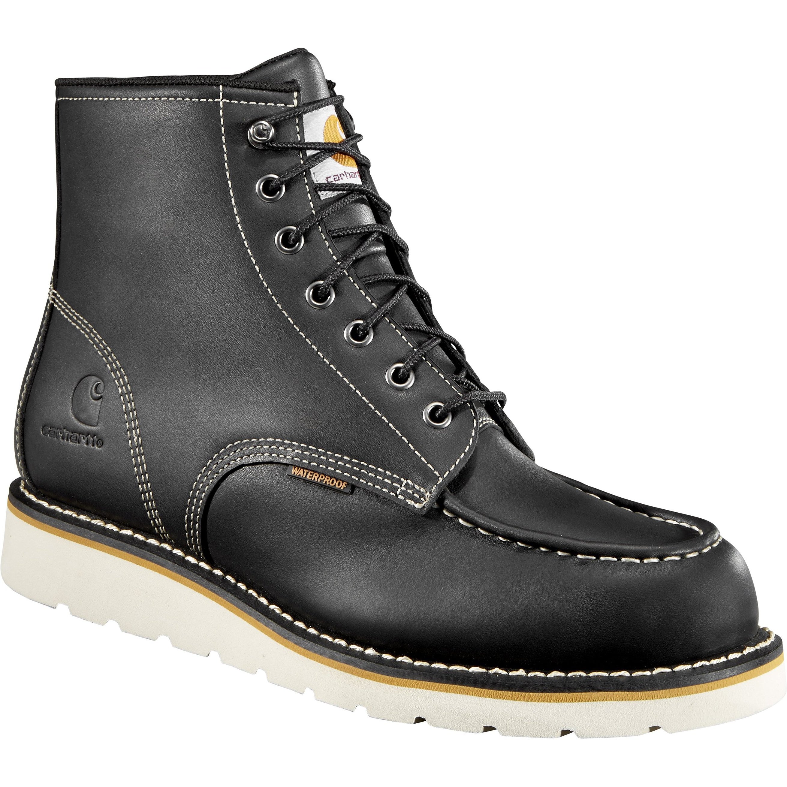 Carhartt Men's 6" Soft Toe WP Wedge Work Boot - Black - CMW6191 8 / Medium / Black - Overlook Boots