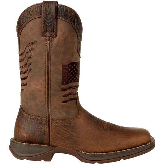 Durango Men's Rebel Distressed Flag Embroidery 12" Square Toe Western Boot -DDB0314 - Overlook Boots