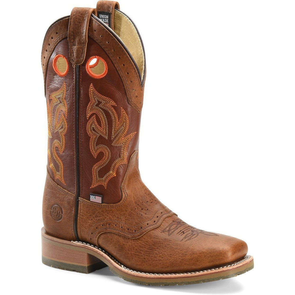 Double H Men's Mickey 12" Square Toe USA Made Western Work Boot DH4400 8 / Medium / Brown - Overlook Boots