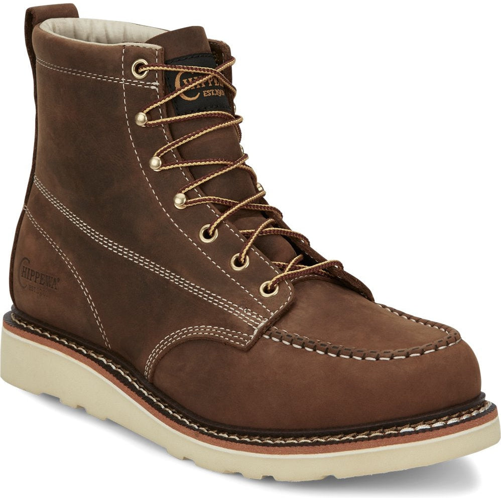 Chippewa Men's Edge Walker 6" Moc Toe Lace Up Work Boot -Brown- ED5322 7 / Medium / Brown - Overlook Boots