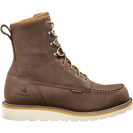 Carhartt Men's 8" Waterproof Soft Toe Wedge Work Boot - Dark Brown - FW8095-M 15 / Wide / Brown - Overlook Boots