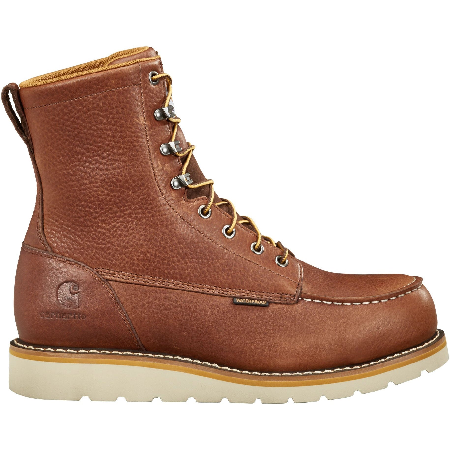 Carhartt Men's 8" Waterproof Steel Toe Wedge Work Boot - Redwood - FW8275-M 8 / Medium / Brown - Overlook Boots