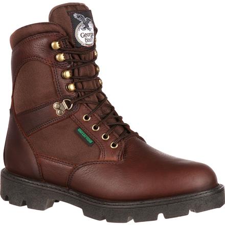 Georgia Men's Homeland 8" Stl Toe Waterproof Work Boot - Brown - G107 8 / Medium / Brown - Overlook Boots