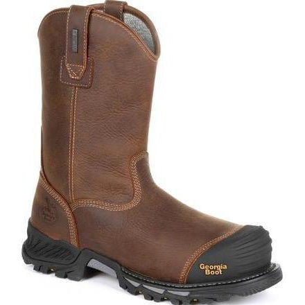 Georgia Men's Rumbler 10" Comp Toe WP Pull-On Work Boot-Brown- GB00286 8 / Medium / Brown - Overlook Boots